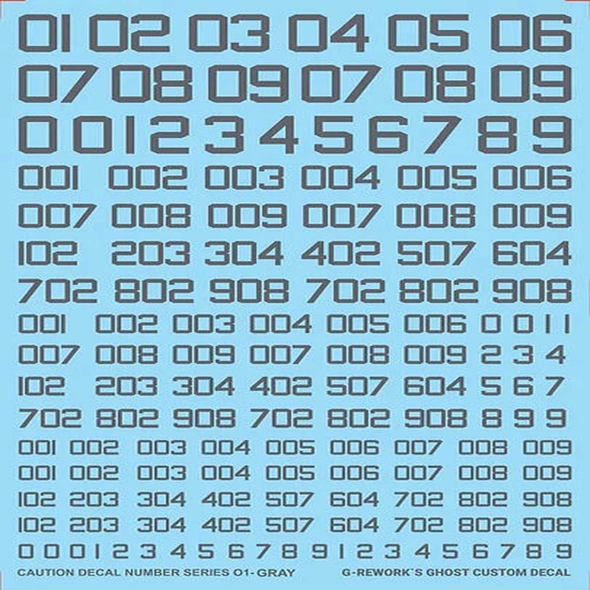 G-Rework Decal - Caution Number Series 01 Gray