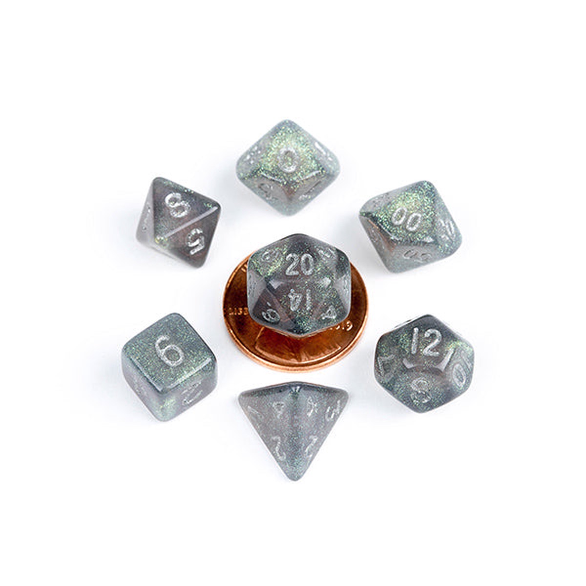 7-Die Set 10mm Stardust Gray w Silver Numbers