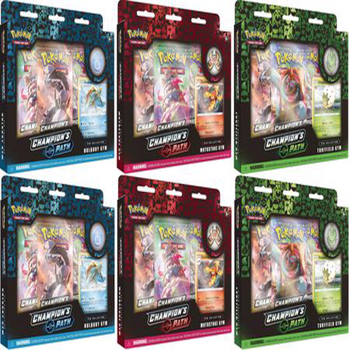 Sword Shield - Champions Path - Pin Collection Display Turffield Hulbury Motostoke Gyms