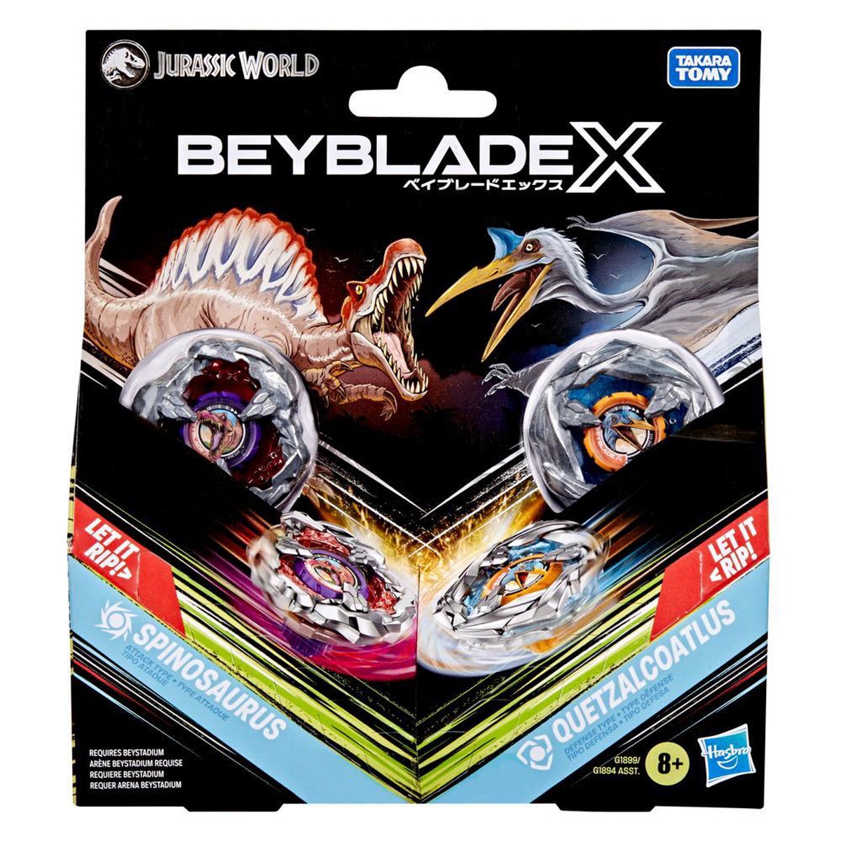 Beyblade X Jurassic World Collab Spinosaurus vs Quetzalcoatlus Multipack Set
