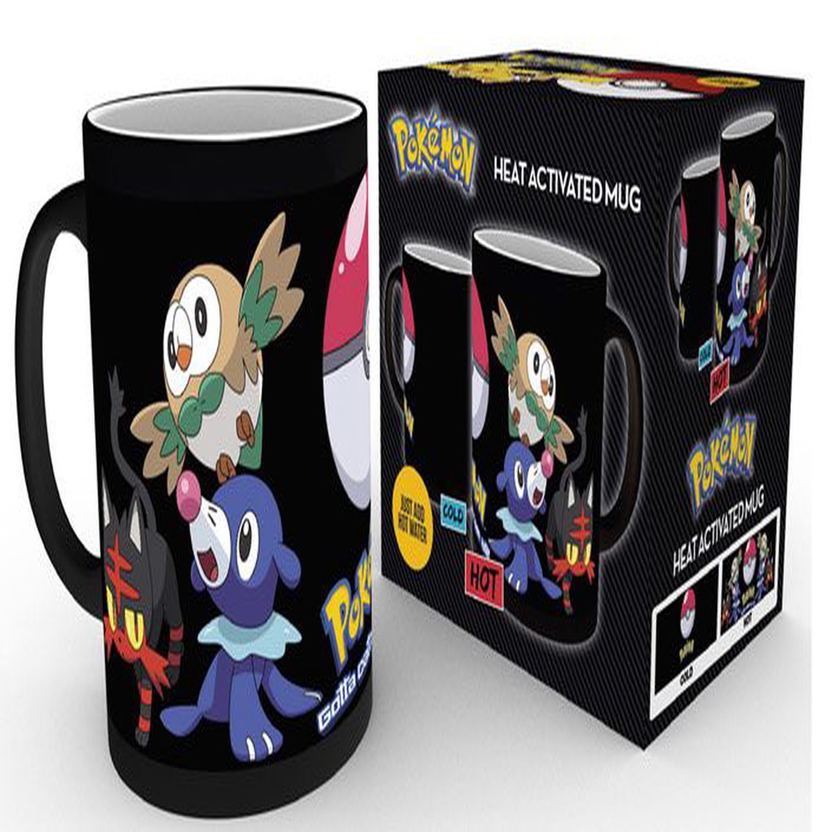 Pokemon Heat Change Mug - Rowlet Popplio and Litten