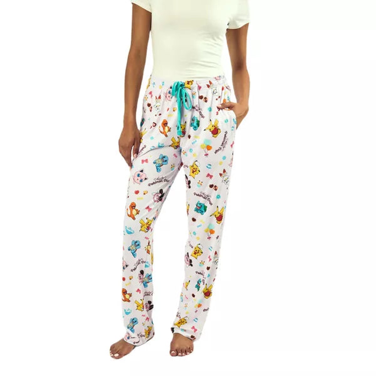 Pokmon Character Print Womens Pink Quick Turn Sleep Pajama Pants Medium