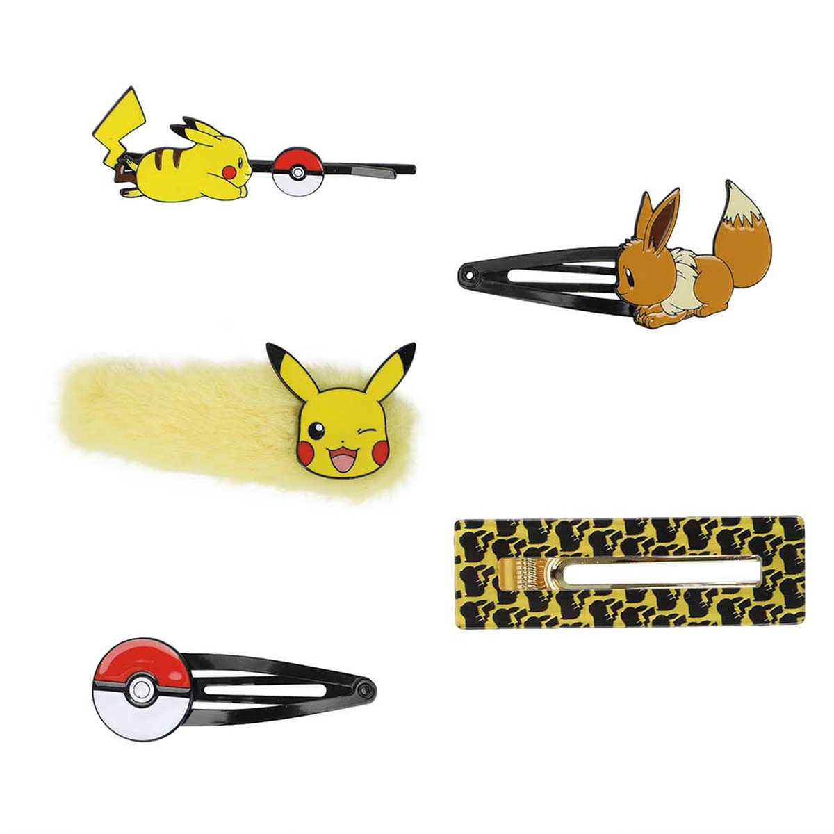 Pokemon Pikachu Eevee 5 pc Barrette Set