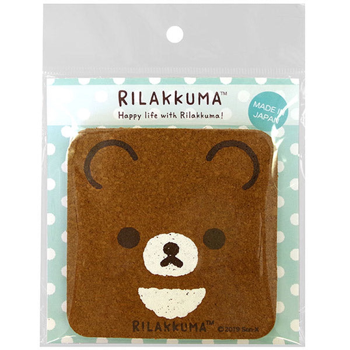 Chairoikoguma Cork Square Coaster Face San-X Japan Rilakkuma
