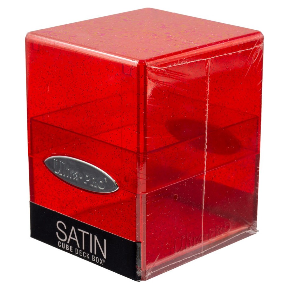 Deck Box Satin Cube Glitter Red