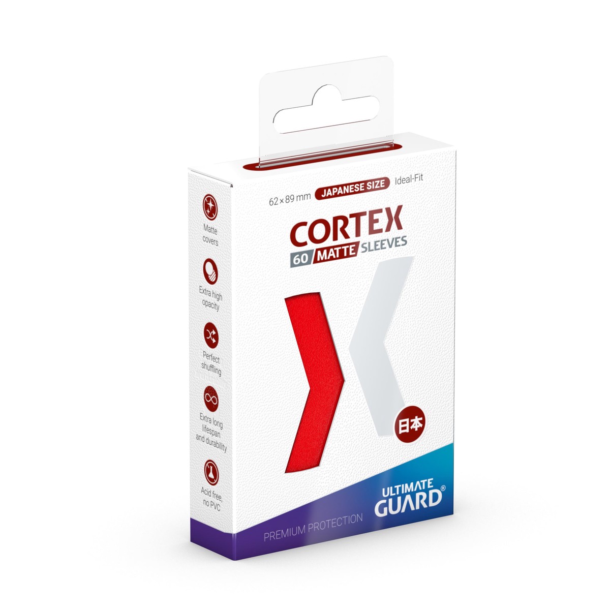 Ultimate Guard Cortex Sleeves Japanese Size Red Matte 60 ct