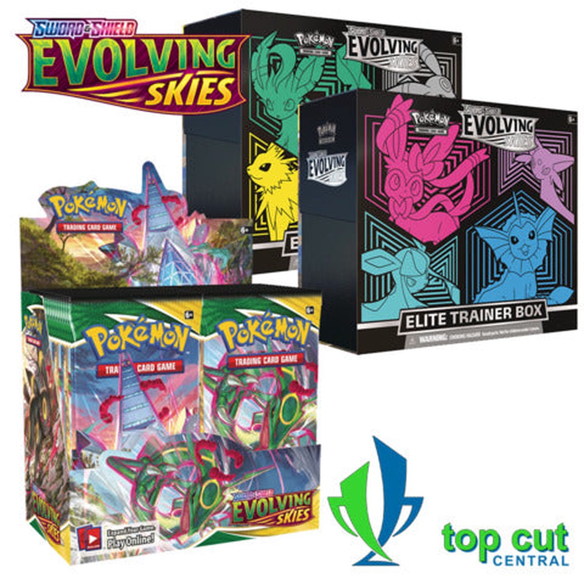 Sword Shield - Evolving Skies Booster Box Elite Trainer Boxes Bundle