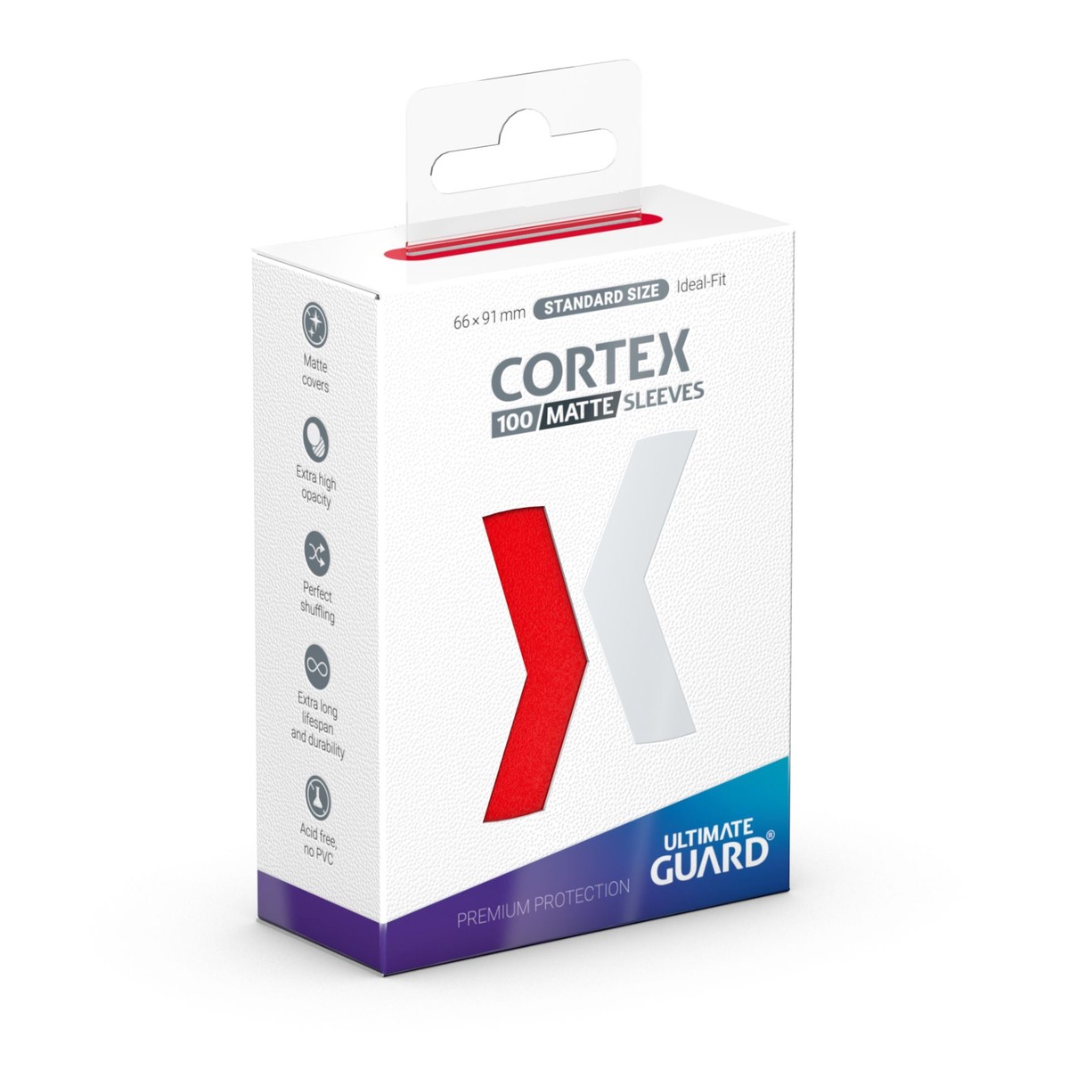 Ultimate Guard - Matte Cortex Sleeves - Standard Size - Red 100 ct