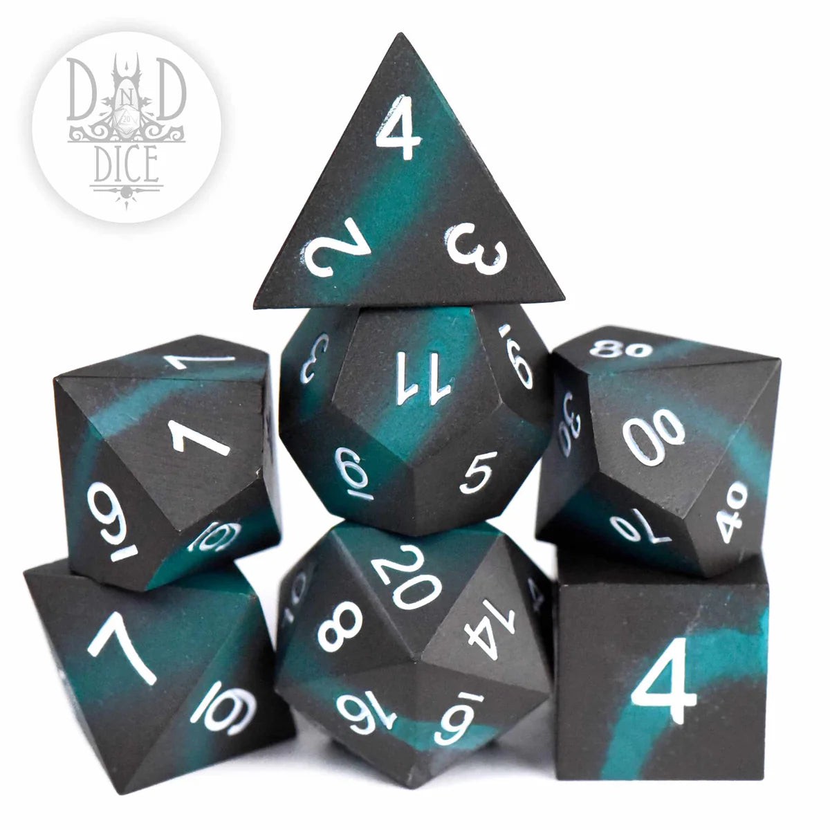 Tagging Teal (Metal) 7pc Dice Set