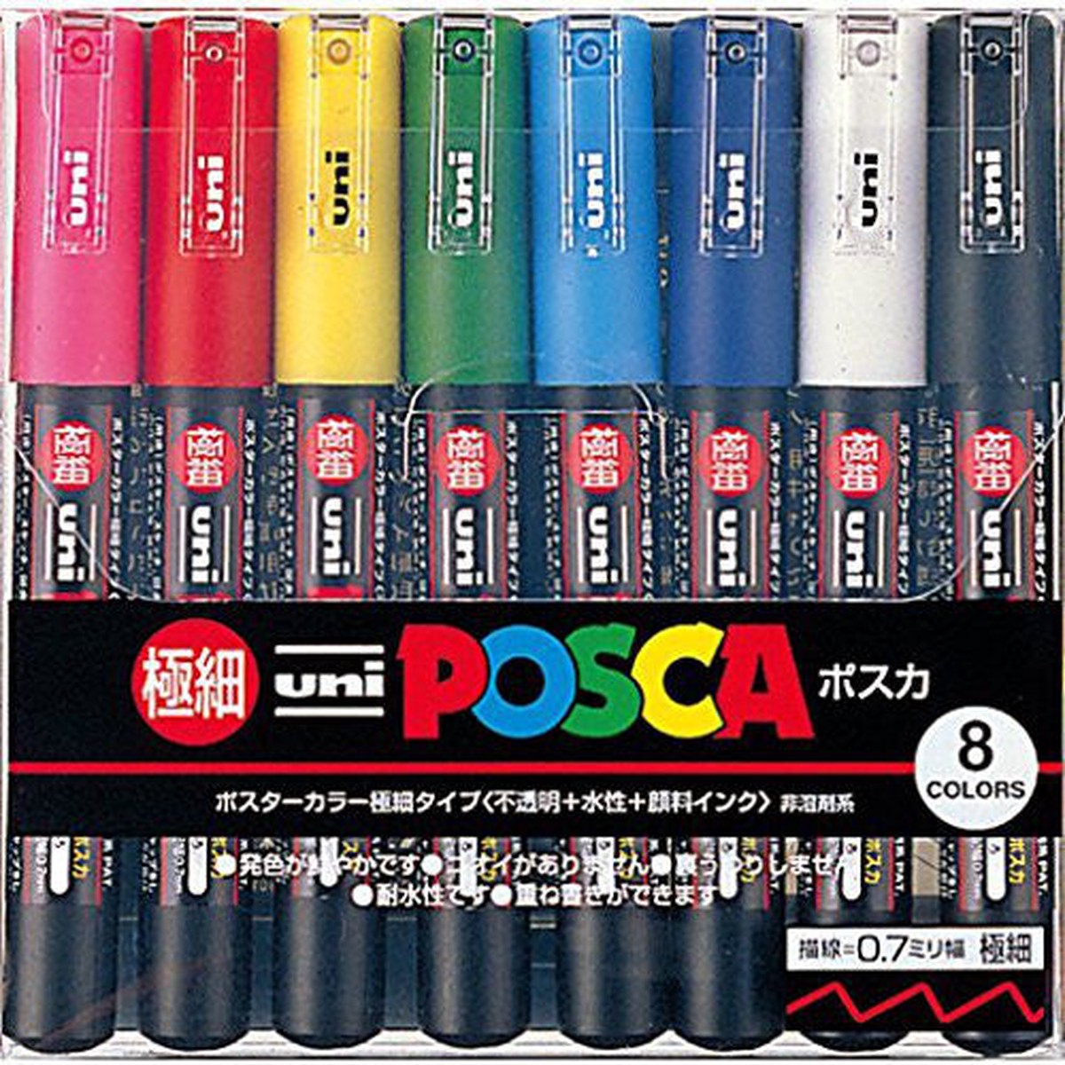 Uni POSCA Colour Markers PC1M8C 07mm extra-fine 8 Color Mitsubishi Japan