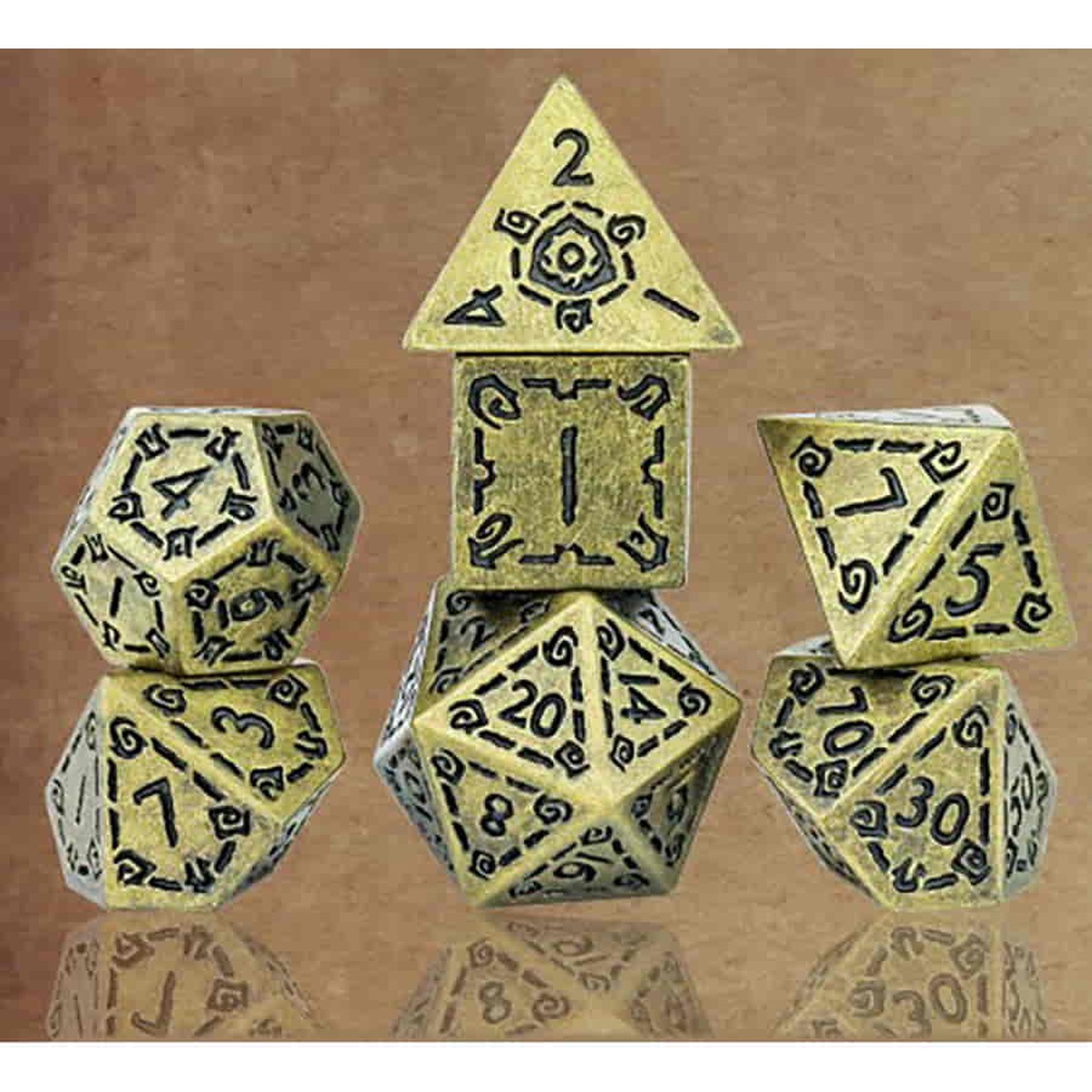 7CT POLY DICE SET ILLUSORY METAL GOLD