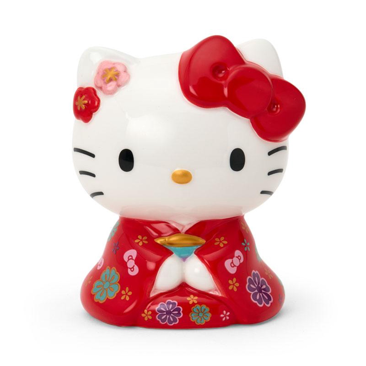 Hello Kitty Pottery Piggy Bank Kimono Red Sanrio Japan 2025