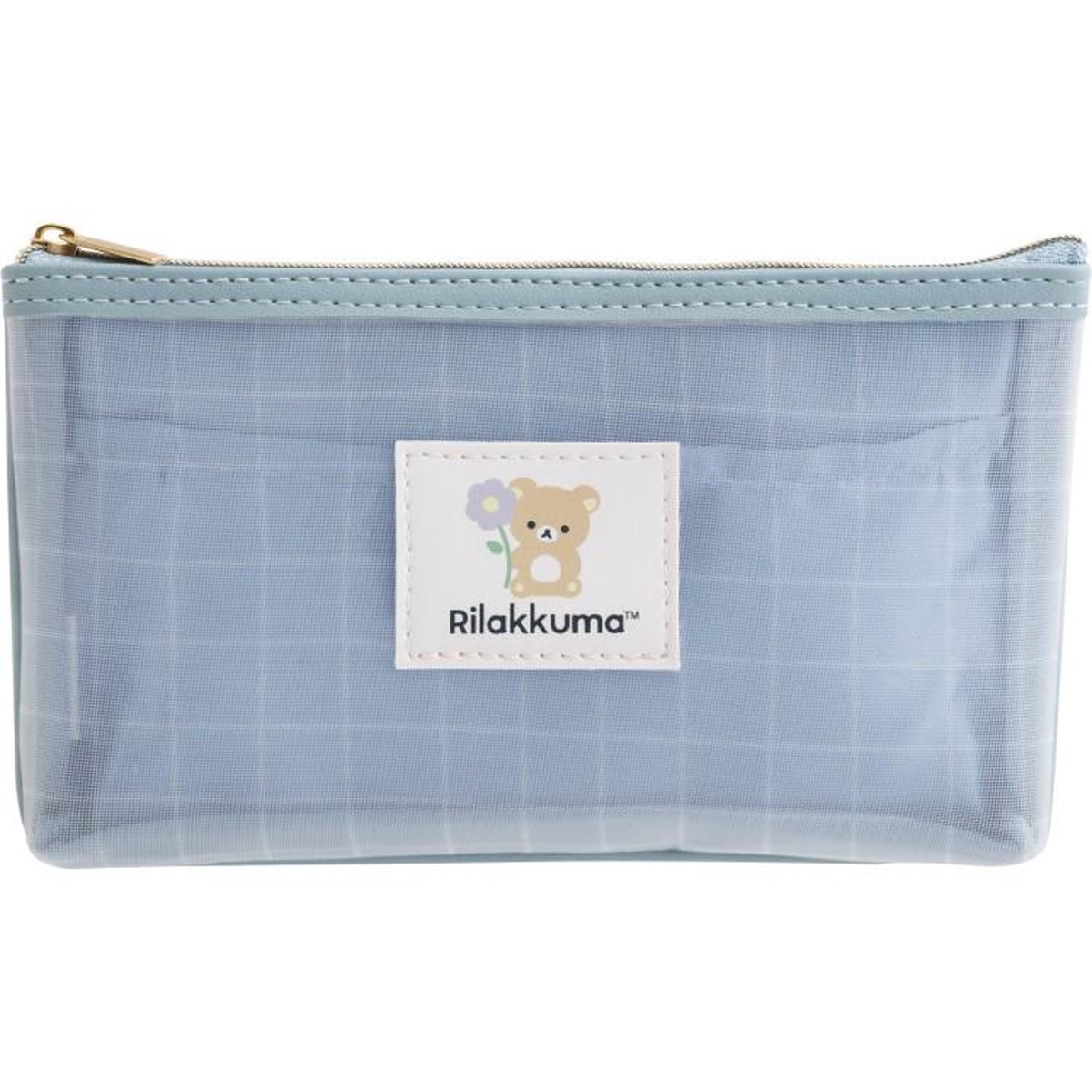 BASIC RILAKKUMA Mesh Pen Case Pencil Pouch Blue San-X Japan 2025