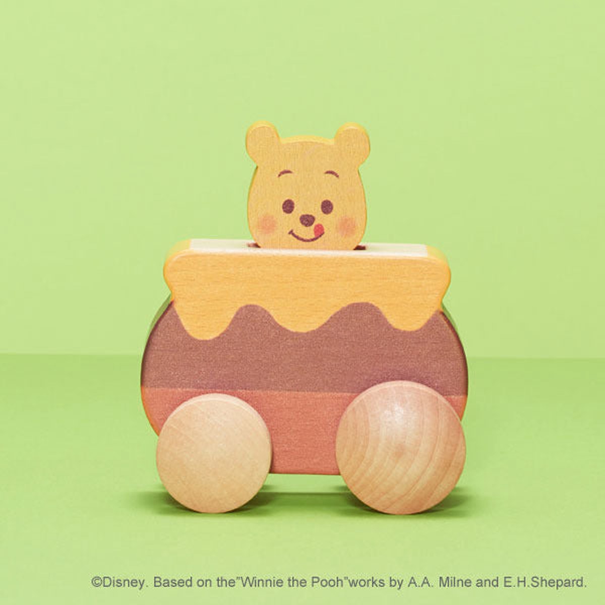 Winnie the Pooh KIDEA Toy Wooden Blocks PUSH CAR Disney Store Japan