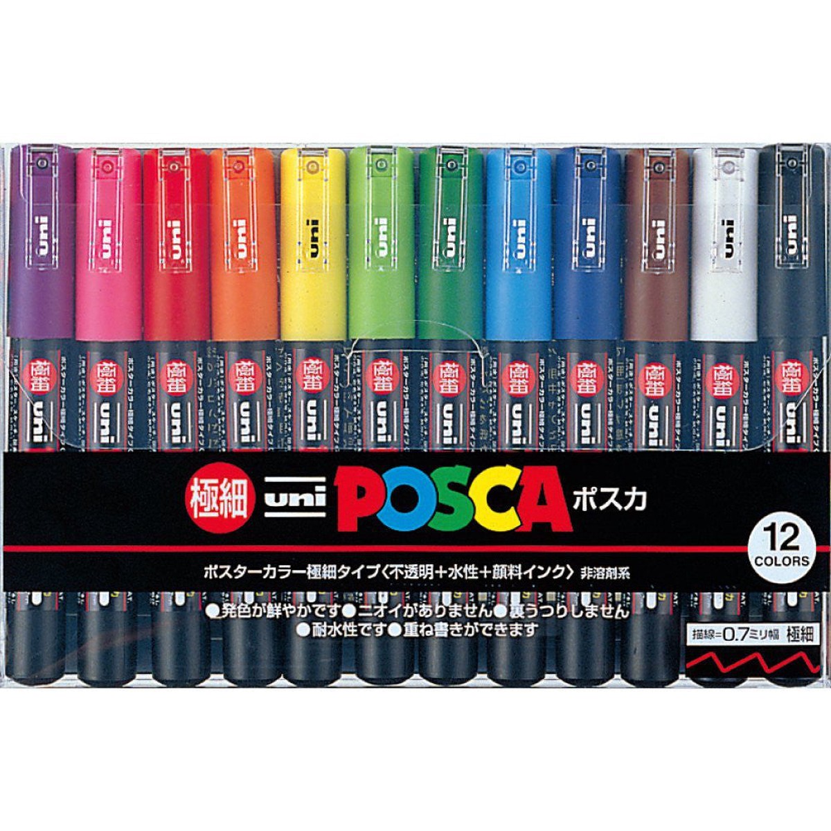 Uni POSCA Colour Markers PC1M12C 07mm extra-fine 12 Color Mitsubishi Japan