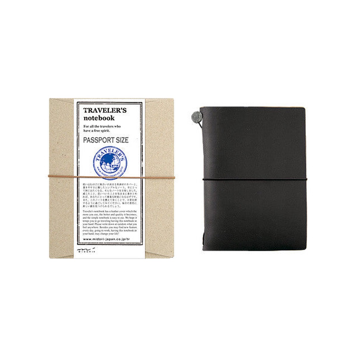 TRAVELERS Notebook Passport size Black Leather Cover Midori Japan 15026006