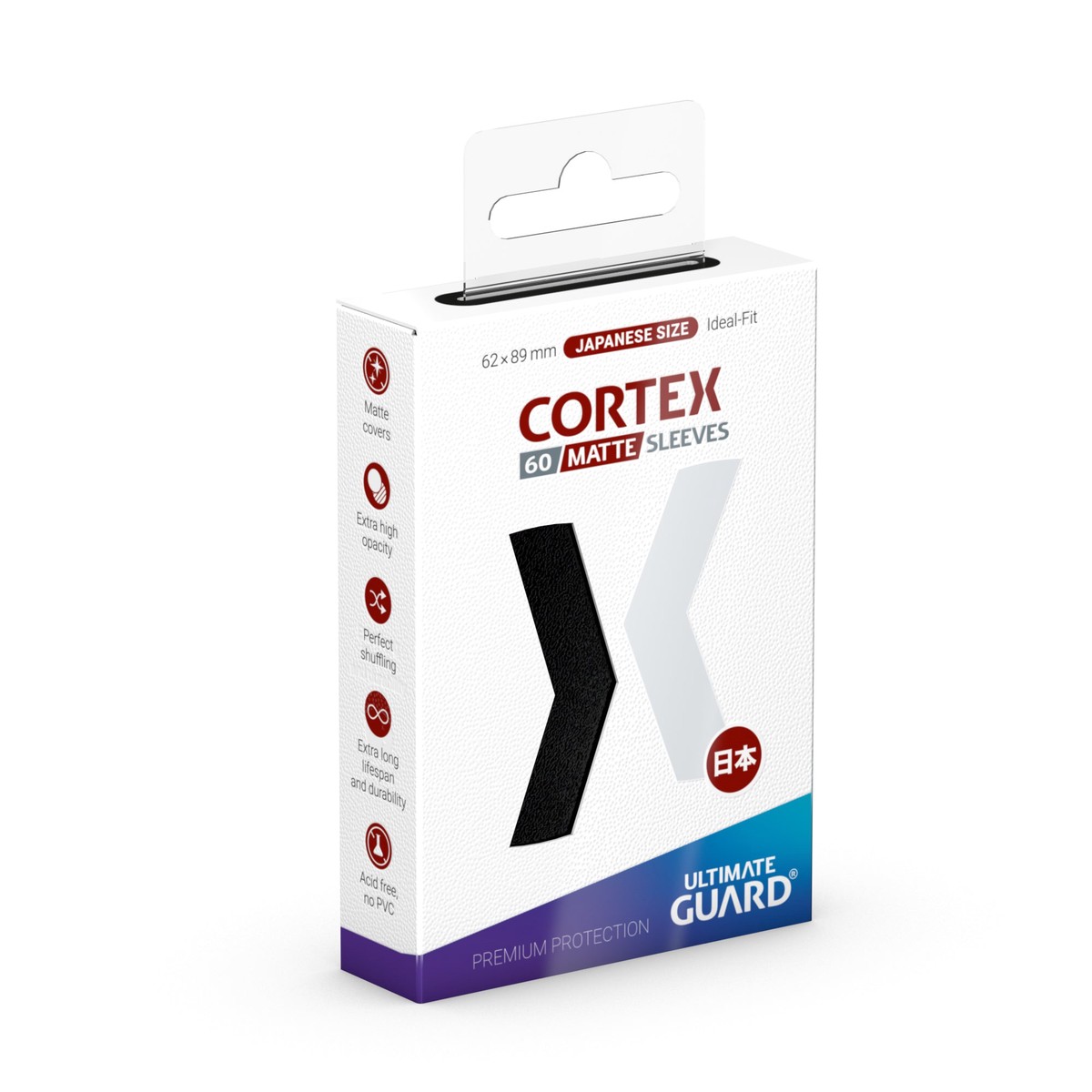 Ultimate Guard Cortex Sleeves Japanese Size Black Matte 60 ct