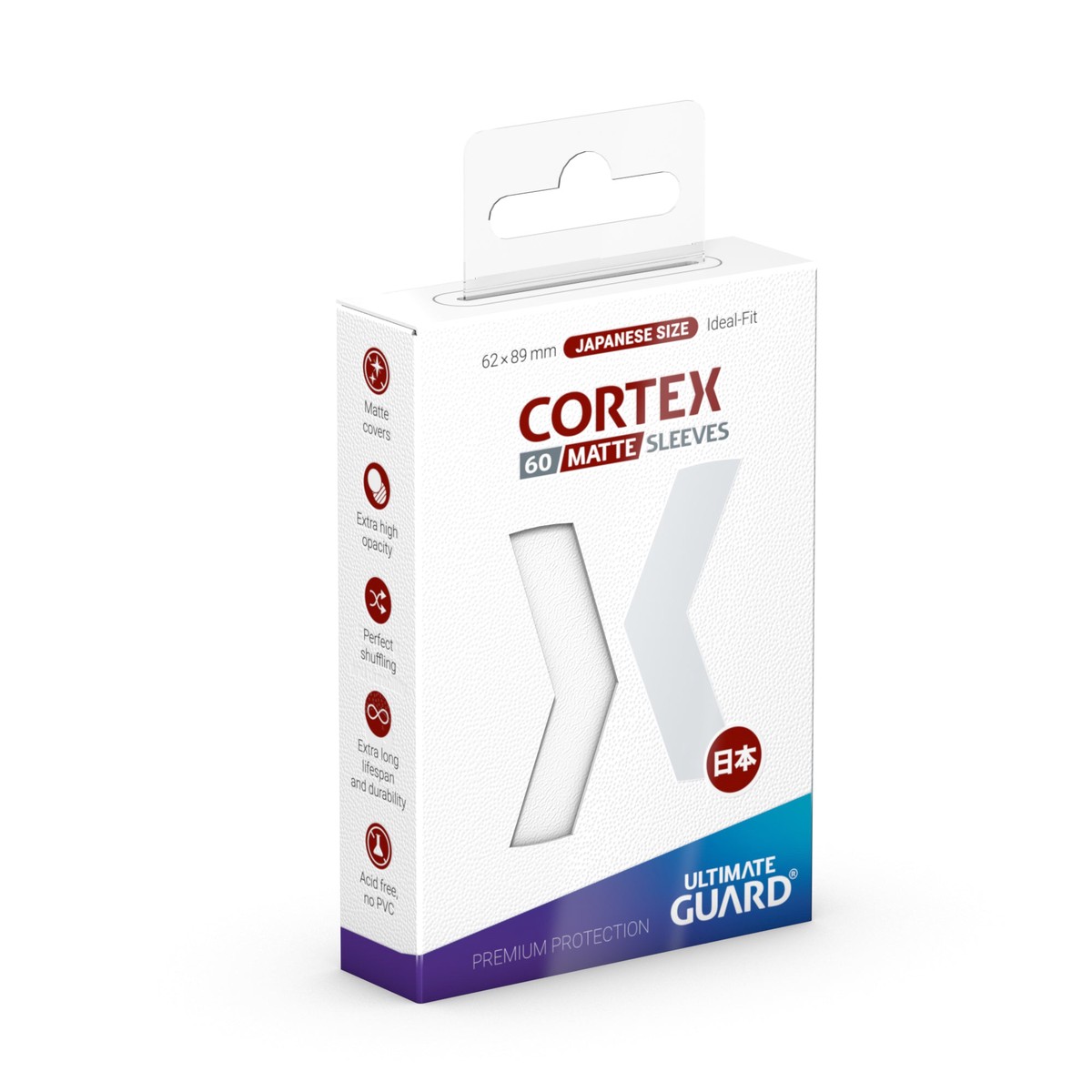 Ultimate Guard Cortex Sleeves Japanese Size White Matte 60 ct