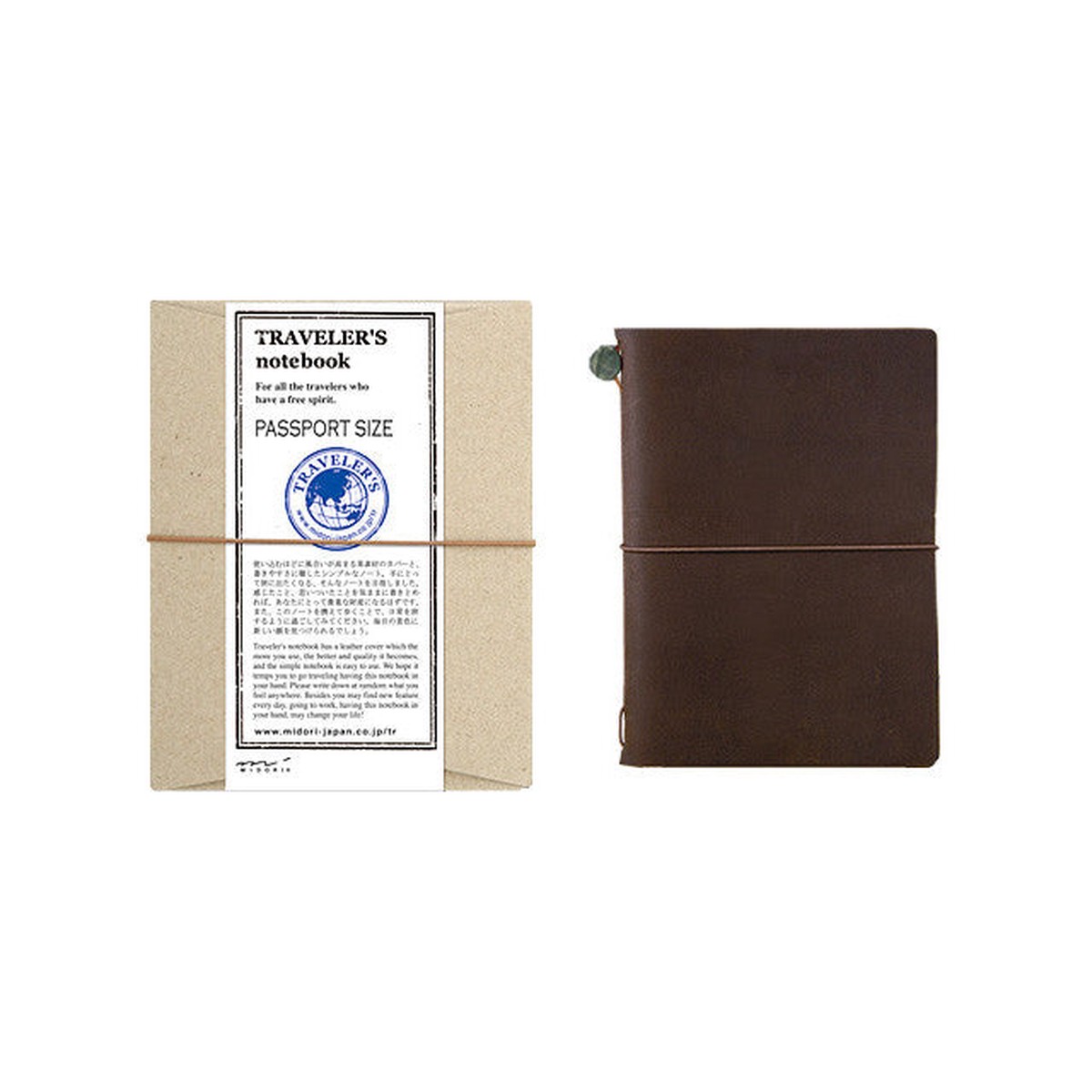 TRAVELERS Notebook Passport size Brown Leather Cover Midori Japan 15027006