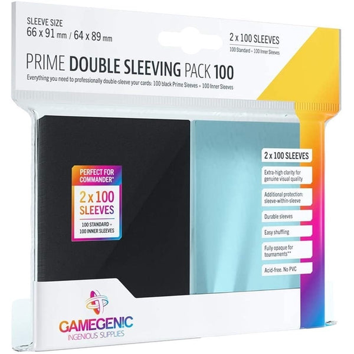 Deck Pro Gamegenic Prime Double Sleeving Pack 100 - Clear Black (2 X 100ct)