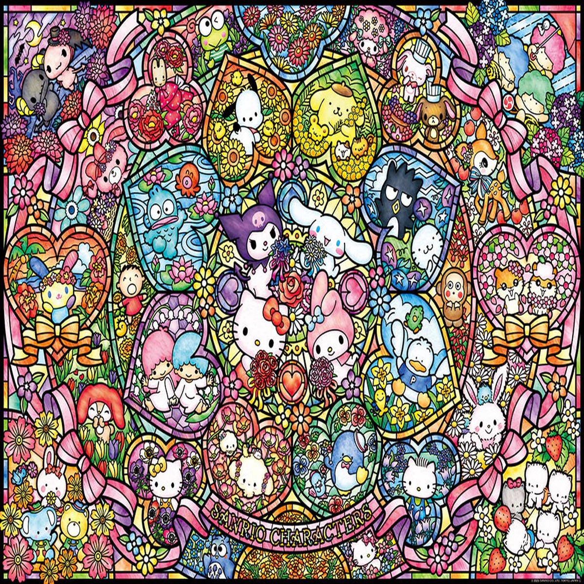 Beverly Jigsaw Puzzle 1000 Pieces - Sanrio - Sanrio Characters Stained Glass (72 x 49cm) (No1000-088)